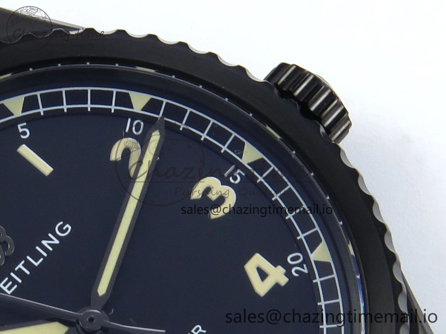 Premium Navitimer 8 Automatic 41mm PVD TF 1:1 Best Edition Black Dial on Black Leather Strap A 5455