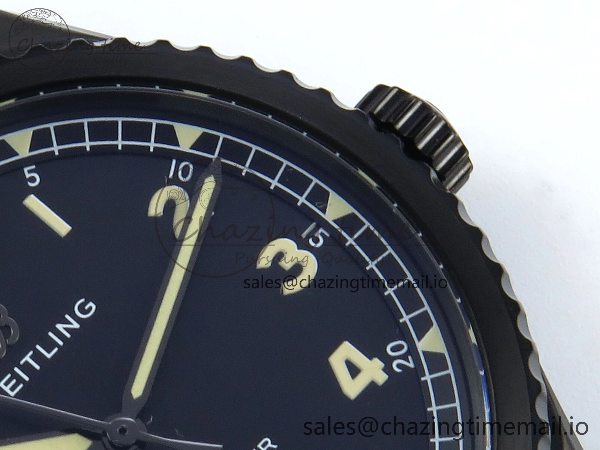 Premium Navitimer 8 Automatic 41mm PVD TF 1:1 Best Edition Black Dial on Black Leather Strap A 5455