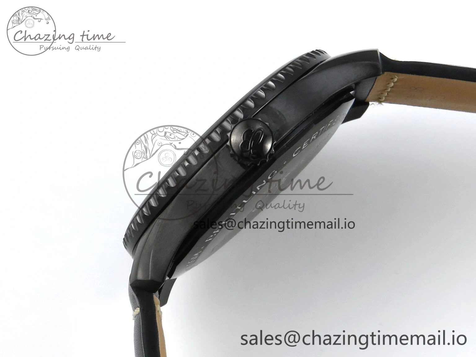 Premium Navitimer 8 Automatic 41mm PVD TF 1:1 Best Edition Black Dial on Black Leather Strap A 5455