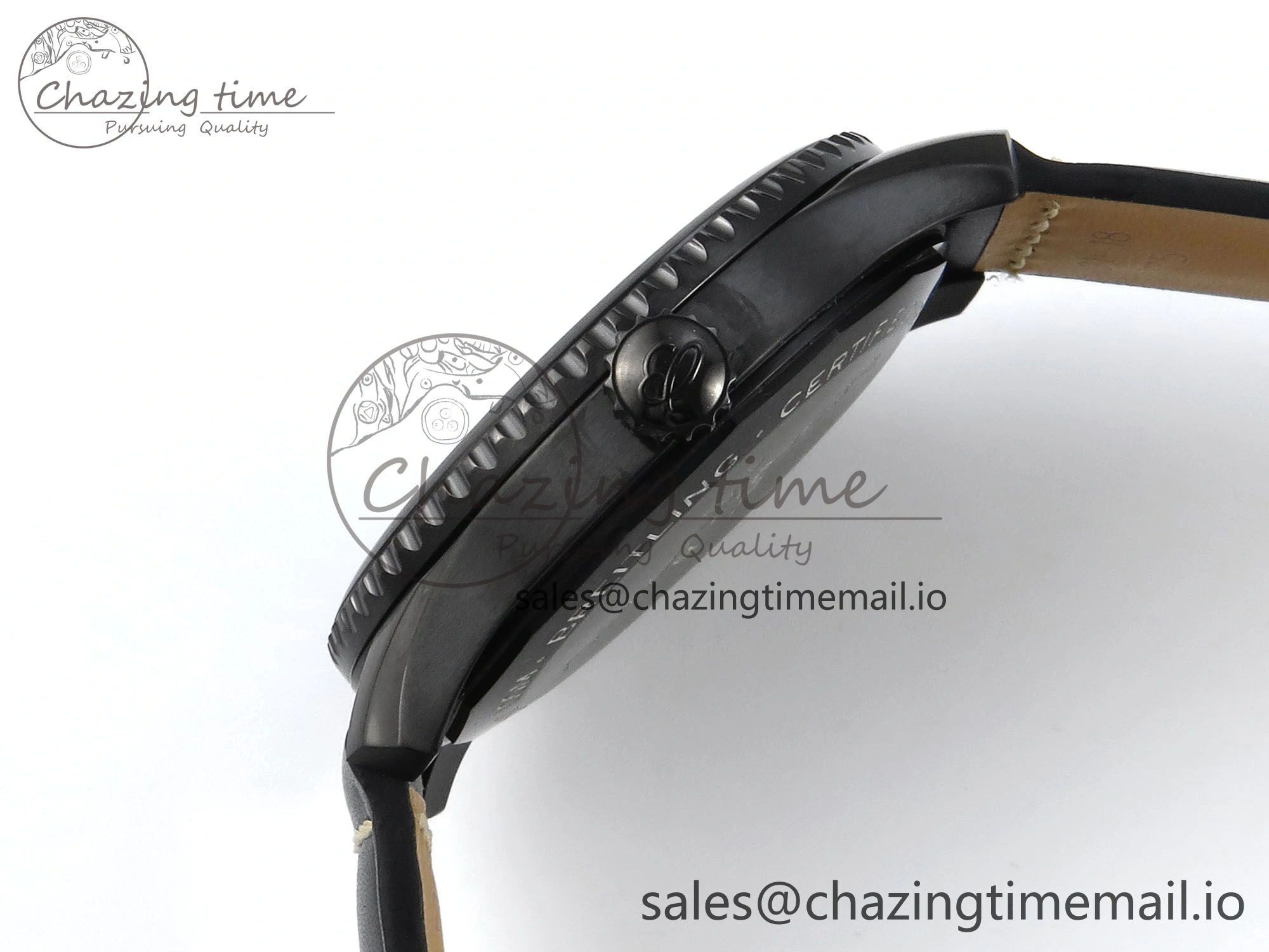 Premium Navitimer 8 Automatic 41mm PVD TF 1:1 Best Edition Black Dial on Black Leather Strap A 5455