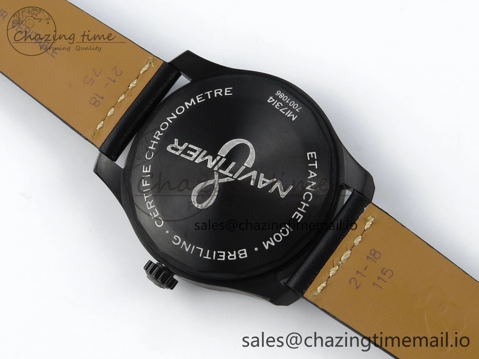Premium Navitimer 8 Automatic 41mm PVD TF 1:1 Best Edition Black Dial on Black Leather Strap A 5455