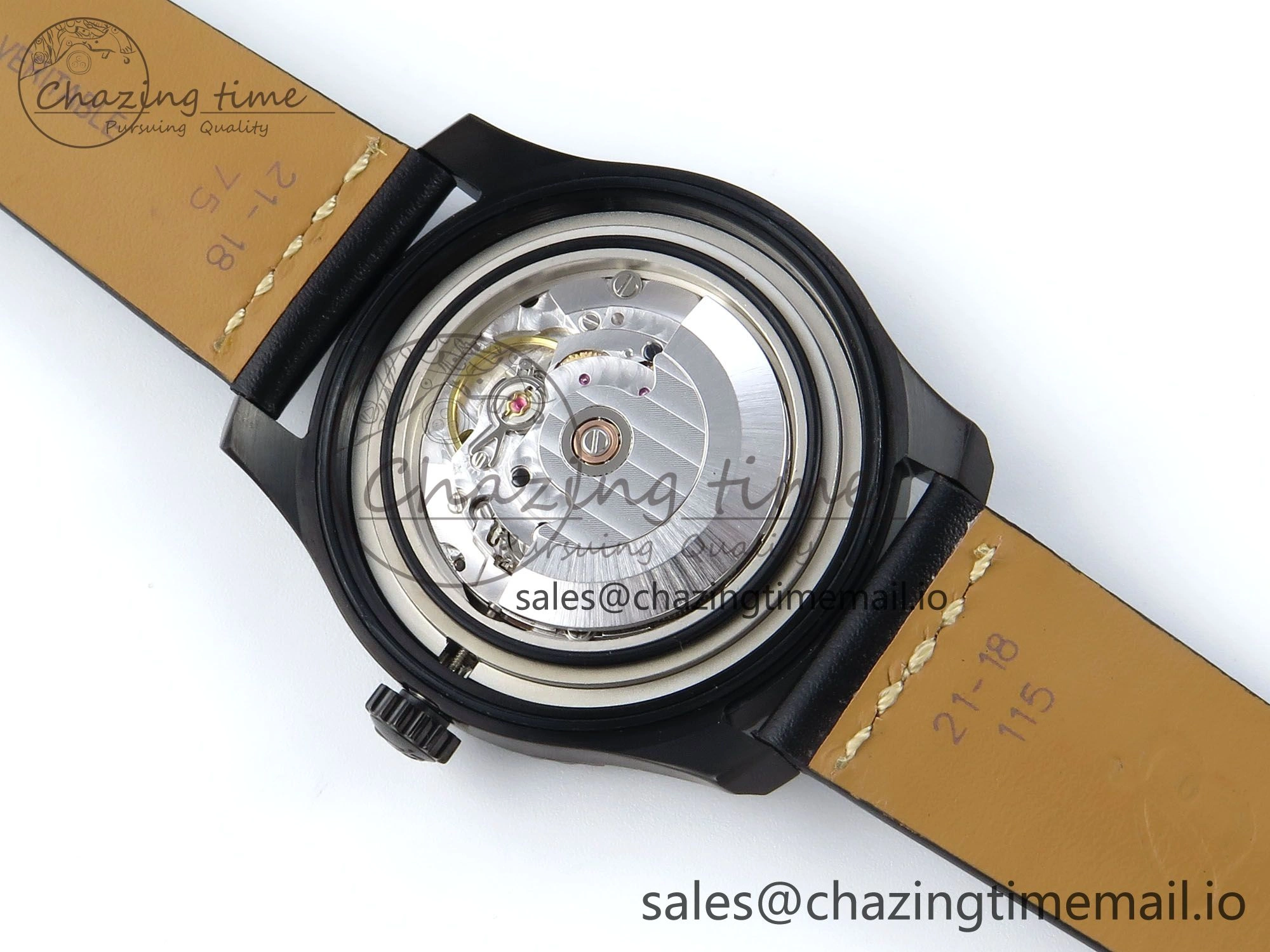 Premium Navitimer 8 Automatic 41mm PVD TF 1:1 Best Edition Black Dial on Black Leather Strap A 5455