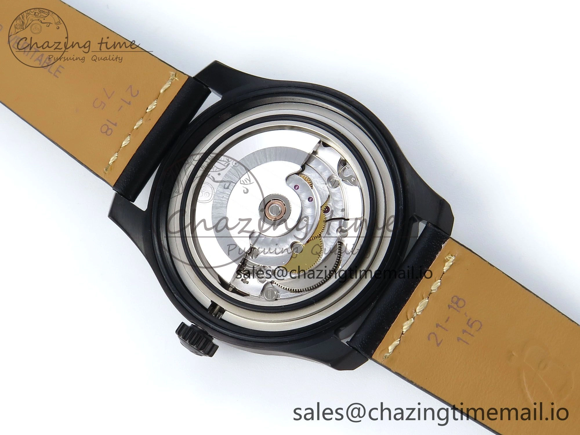 Premium Navitimer 8 Automatic 41mm PVD TF 1:1 Best Edition Black Dial on Black Leather Strap A 5455