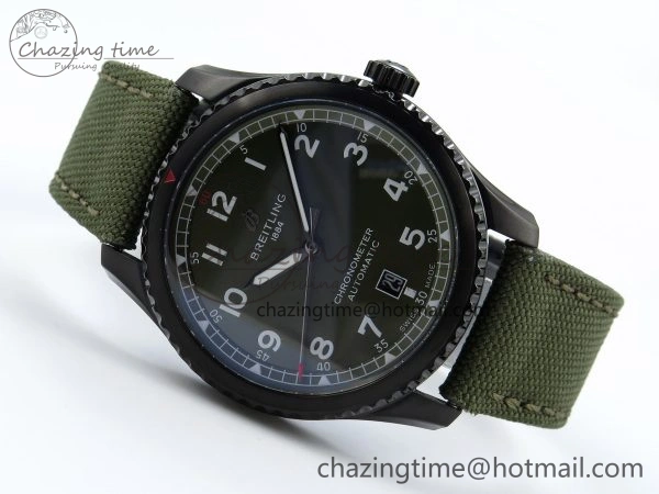 Navitimer 8 Automatic 41mm PVD TF 1:1 Best Edition Green Dial on Green Nylon Strap A Classic 5518