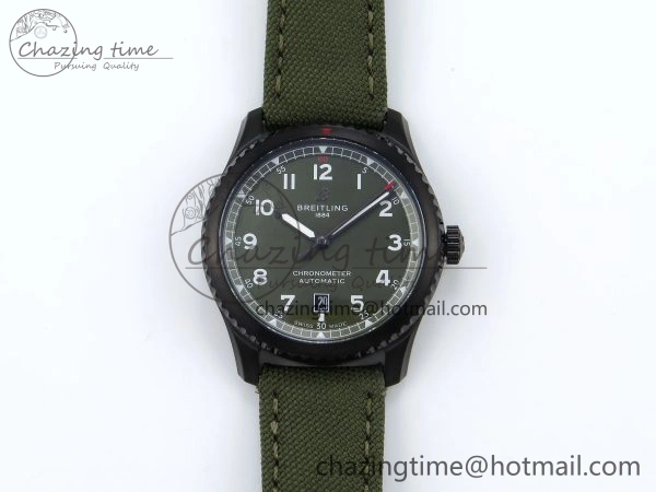 Navitimer 8 Automatic 41mm PVD TF 1:1 Best Edition Green Dial on Green Nylon Strap A Classic 5518