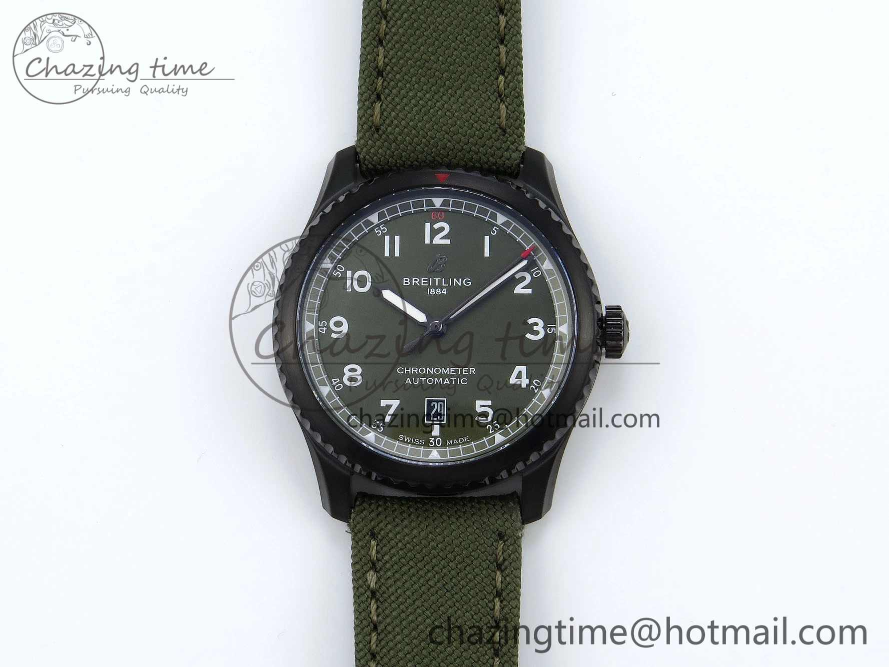 Navitimer 8 Automatic 41mm PVD TF 1:1 Best Edition Green Dial on Green Nylon Strap A Classic 5518