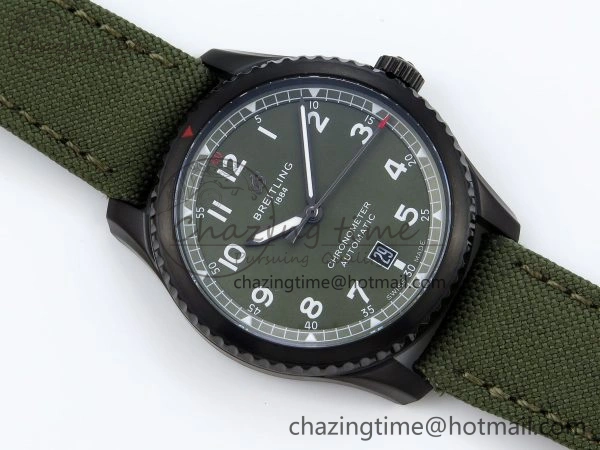 Navitimer 8 Automatic 41mm PVD TF 1:1 Best Edition Green Dial on Green Nylon Strap A Classic 5518