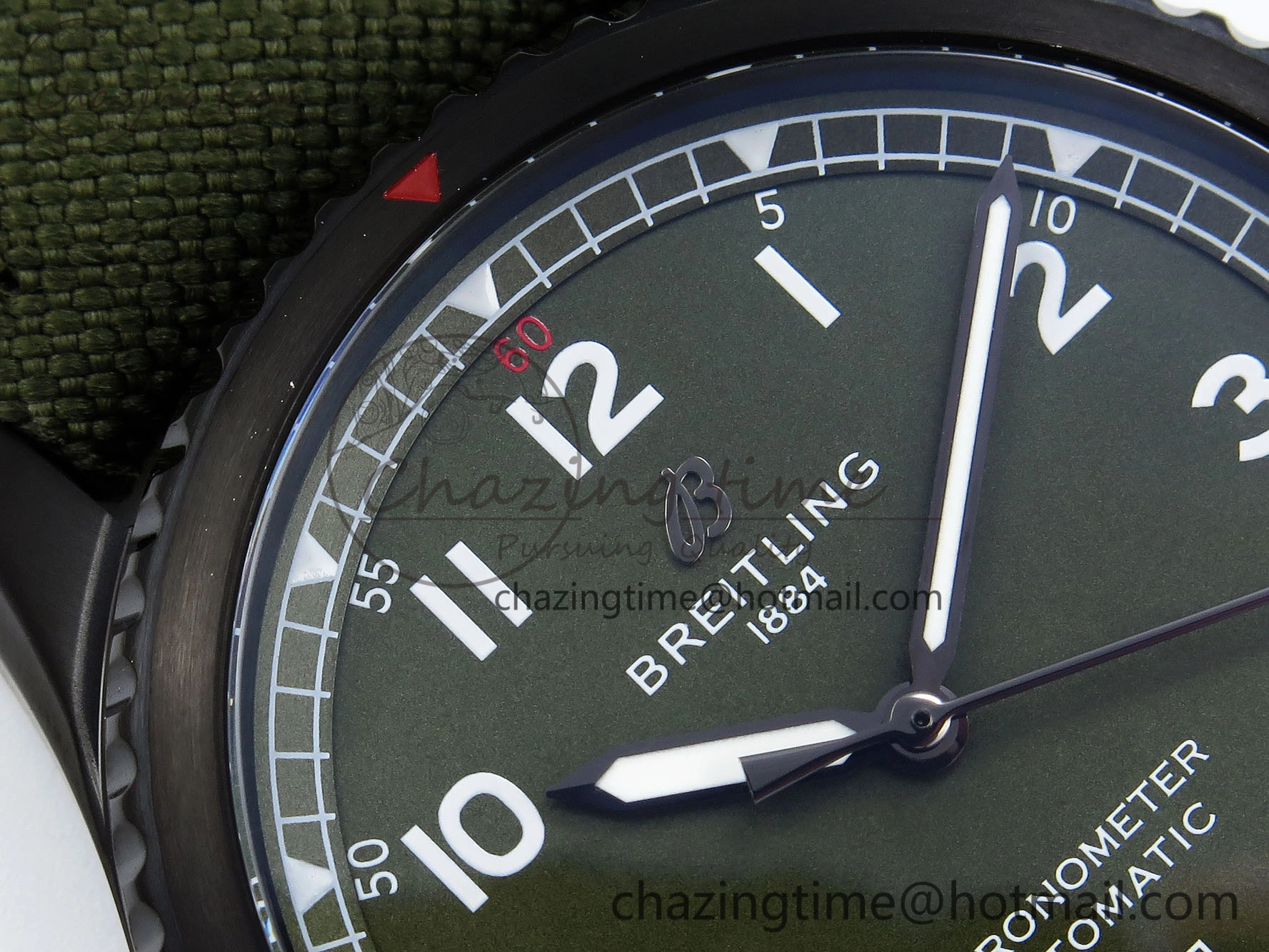 Navitimer 8 Automatic 41mm PVD TF 1:1 Best Edition Green Dial on Green Nylon Strap A Classic 5518