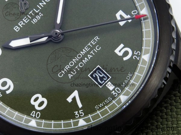 Navitimer 8 Automatic 41mm PVD TF 1:1 Best Edition Green Dial on Green Nylon Strap A Classic 5518