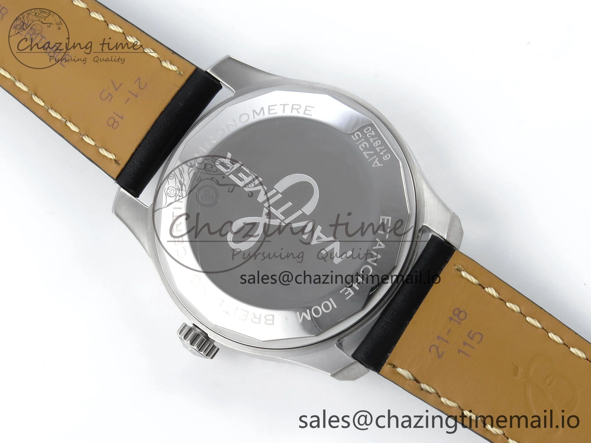Navitimer 8 Automatic 41mm SS TF 1:1 Best Edition Black Dial on Black Leather Strap A Soft 5453