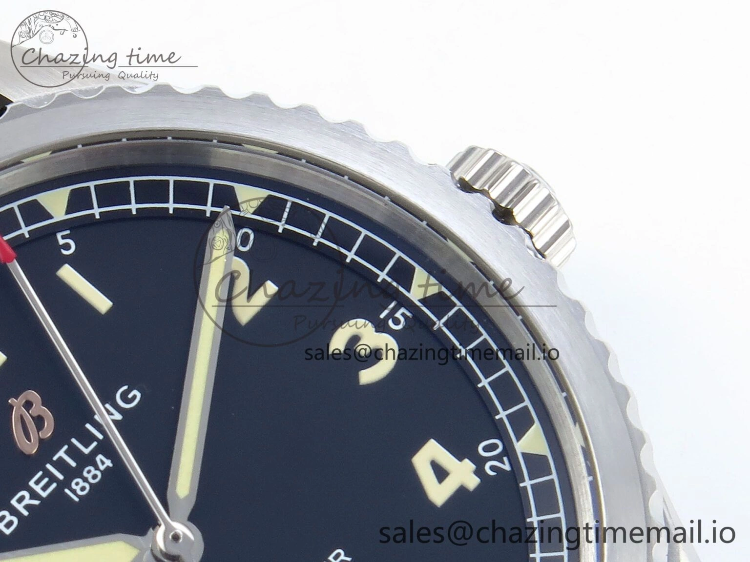 Navitimer 8 Automatic 41mm SS TF 1:1 Best Edition Black Dial on Black Leather Strap A Soft 5453