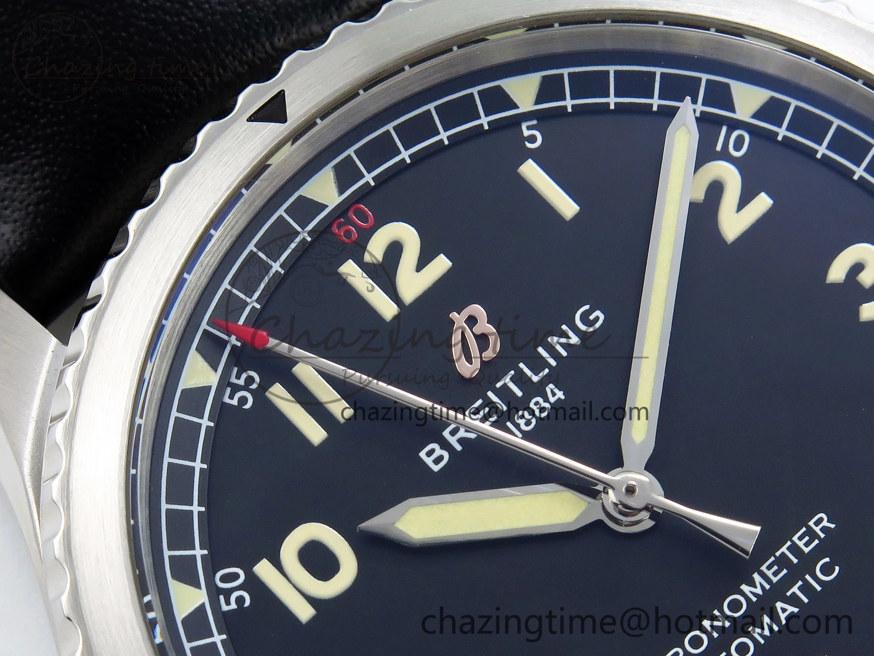Navitimer 8 Automatic 41mm SS TF 1:1 Best Edition Black Dial on Black Leather Strap A ZeroBulk 5514
