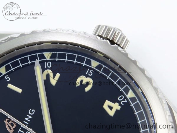 Navitimer 8 Automatic 41mm SS TF 1:1 Best Edition Black Dial on Black Leather Strap A ZeroBulk 5514