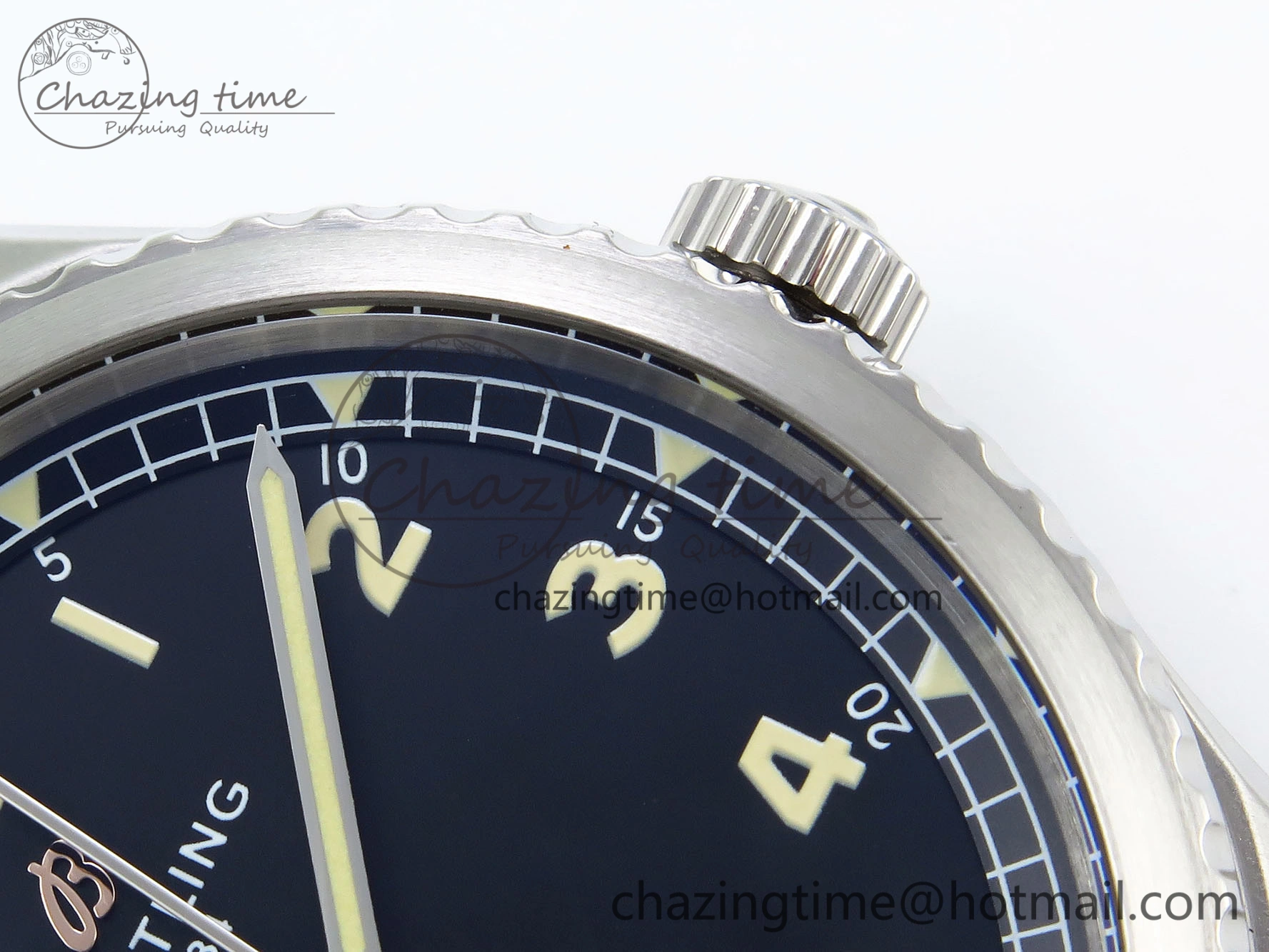 Navitimer 8 Automatic 41mm SS TF 1:1 Best Edition Black Dial on Black Leather Strap A ZeroBulk 5514