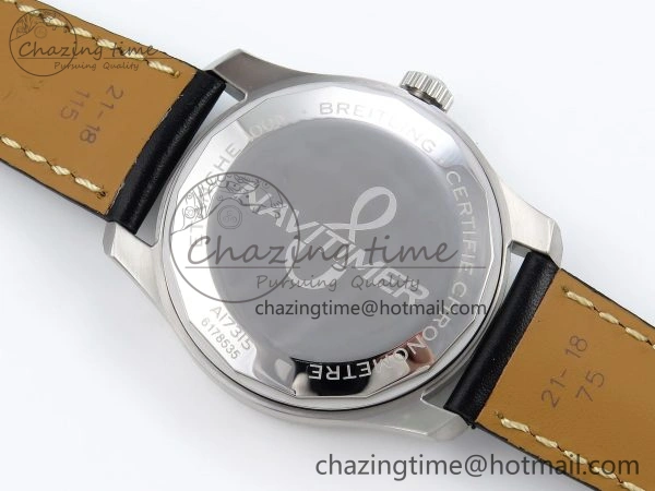 Navitimer 8 Automatic 41mm SS TF 1:1 Best Edition Black Dial on Black Leather Strap A ZeroBulk 5514