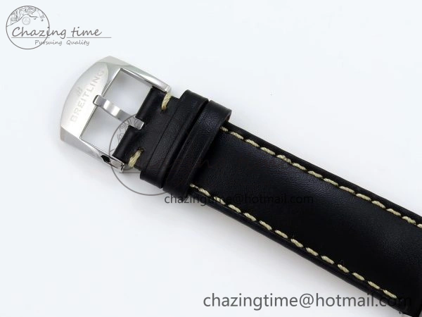 Navitimer 8 Automatic 41mm SS TF 1:1 Best Edition Black Dial on Black Leather Strap A ZeroBulk 5514