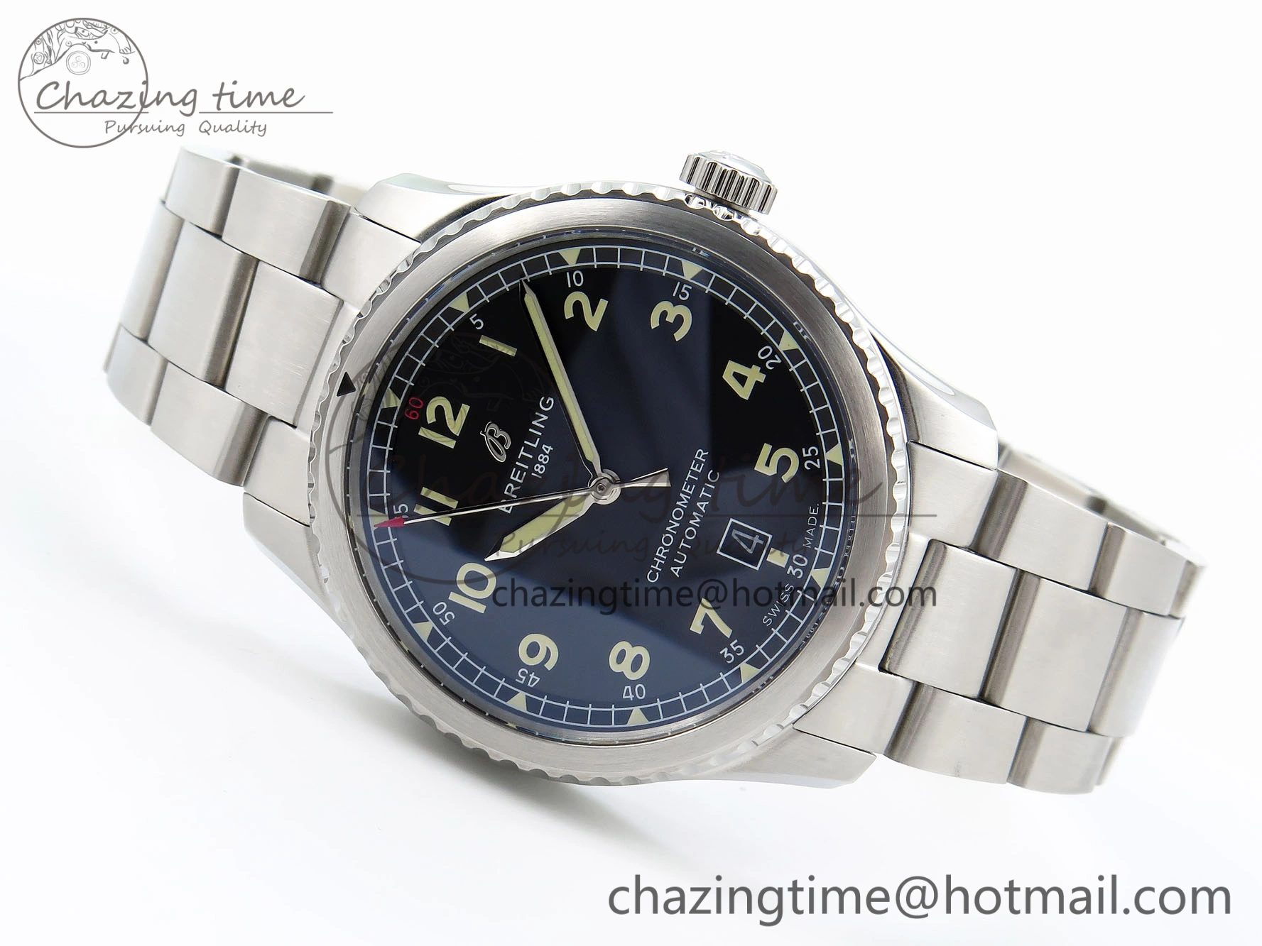 ModernLook Navitimer 8 Automatic 41mm SS TF 1:1 Best Edition Black Dial on SS Bracelet A 5512