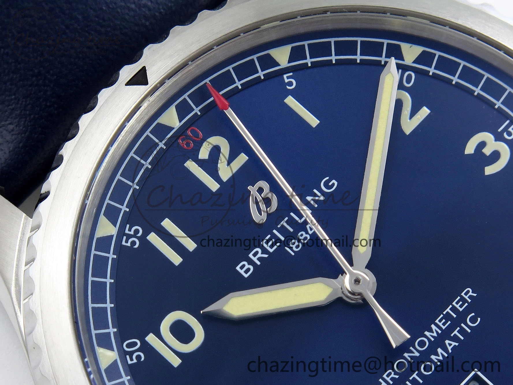 Neat Navitimer 8 Automatic 41mm SS TF 1:1 Best Edition Blue Dial on Blue Leather Strap A 5513