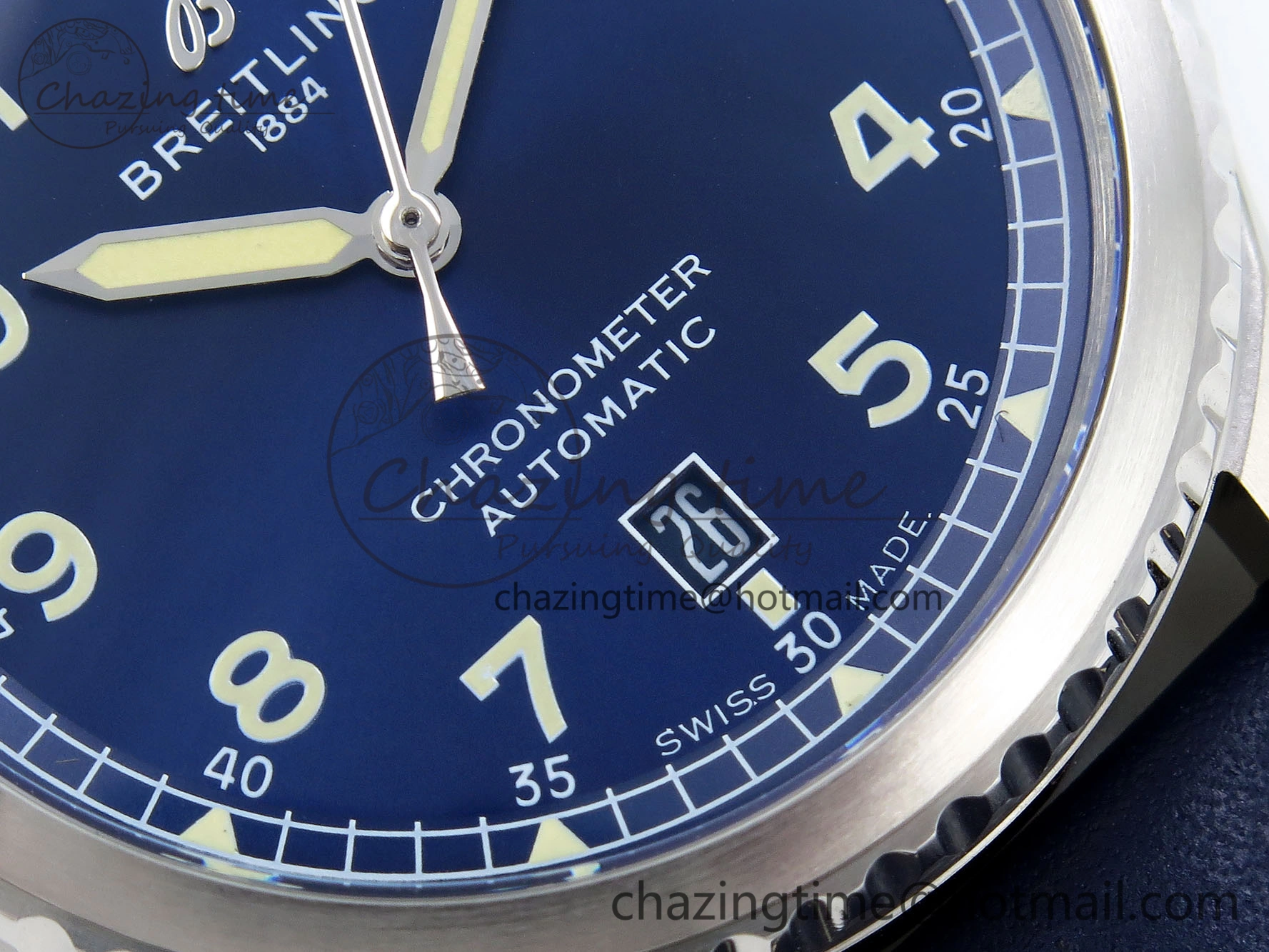 Neat Navitimer 8 Automatic 41mm SS TF 1:1 Best Edition Blue Dial on Blue Leather Strap A 5513