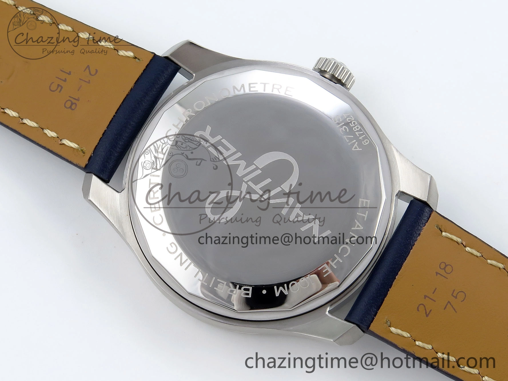 Neat Navitimer 8 Automatic 41mm SS TF 1:1 Best Edition Blue Dial on Blue Leather Strap A 5513