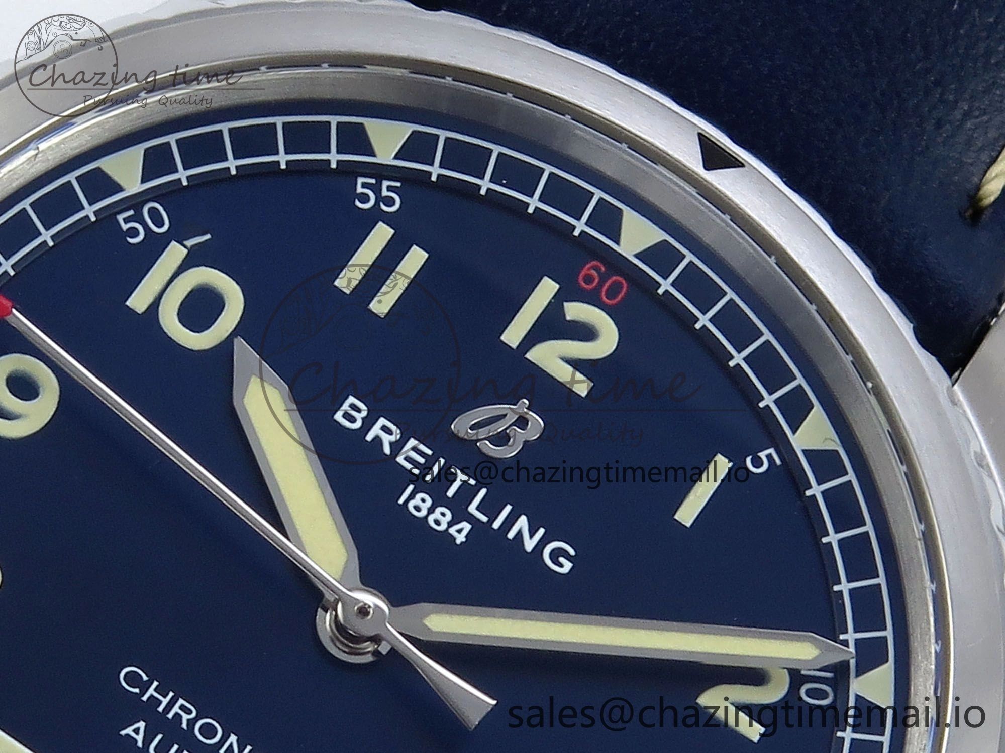 Navitimer 8 Automatic 41mm SS TF 1:1 Best Edition Blue Dial on Blue Leather Strap A Premium 5452