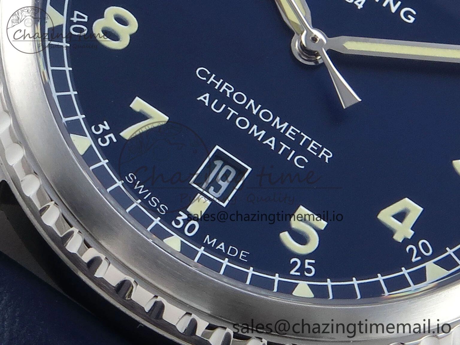 Navitimer 8 Automatic 41mm SS TF 1:1 Best Edition Blue Dial on Blue Leather Strap A Premium 5452