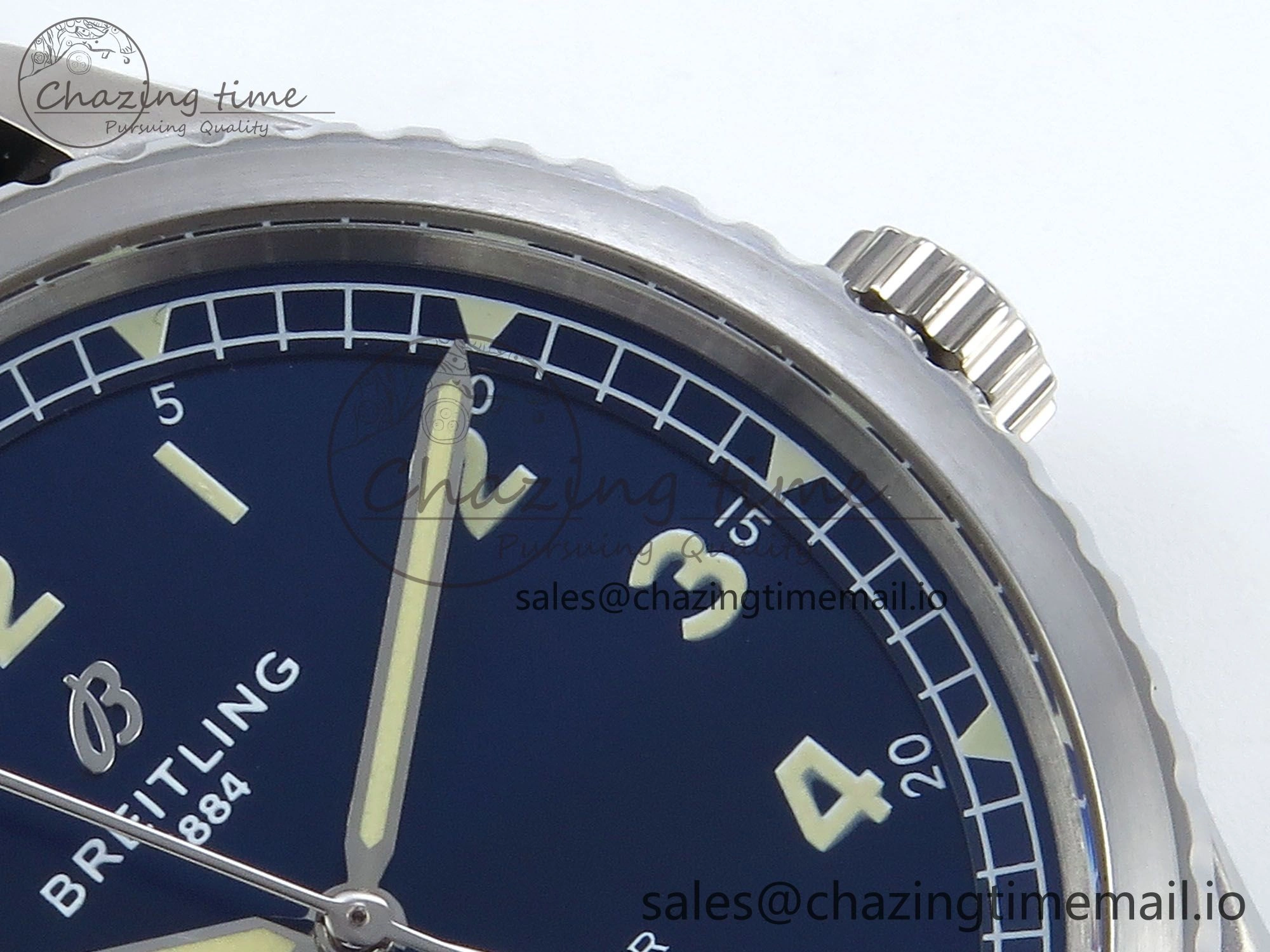 Navitimer 8 Automatic 41mm SS TF 1:1 Best Edition Blue Dial on Blue Leather Strap A Premium 5452