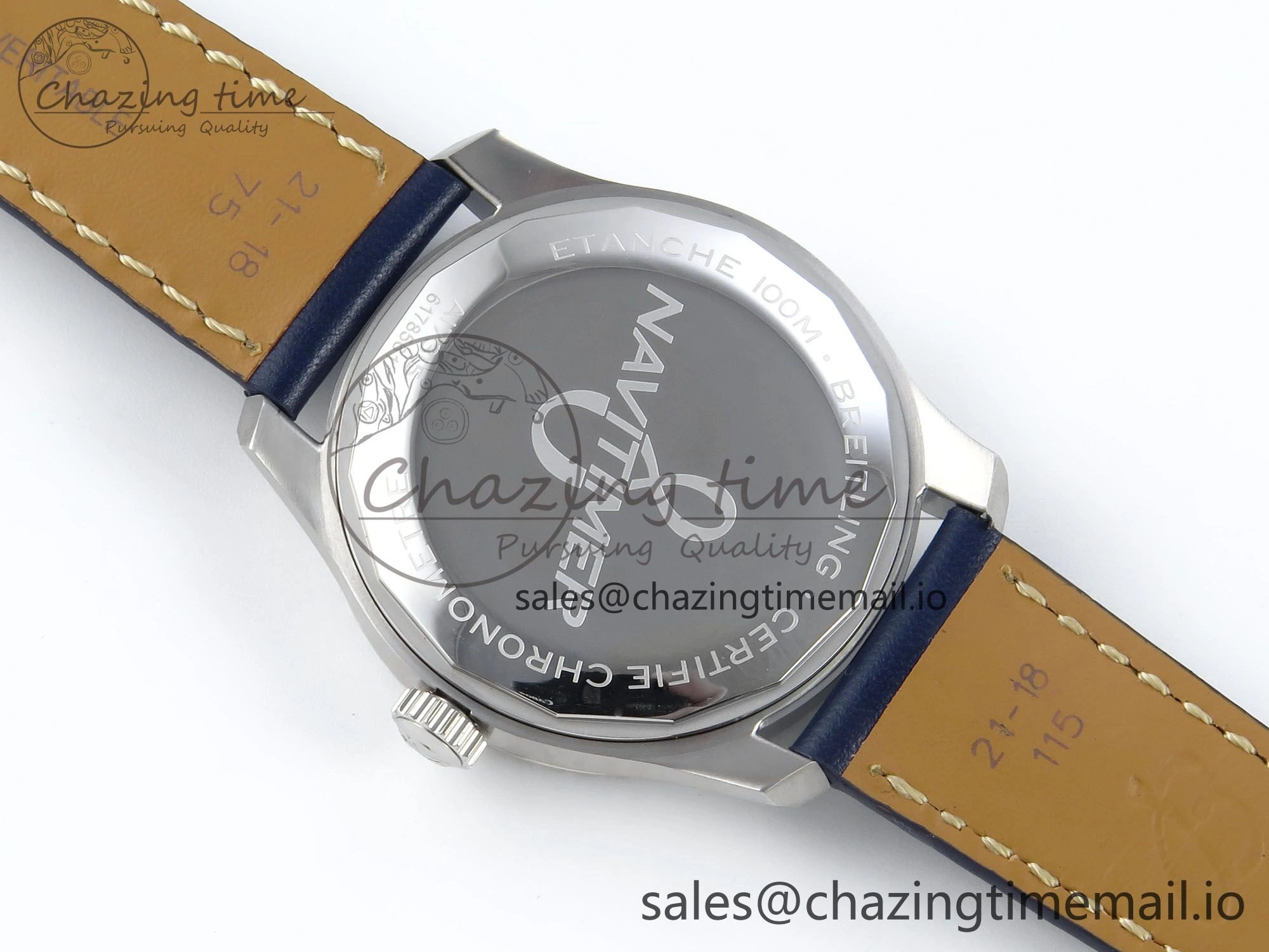 Navitimer 8 Automatic 41mm SS TF 1:1 Best Edition Blue Dial on Blue Leather Strap A Premium 5452