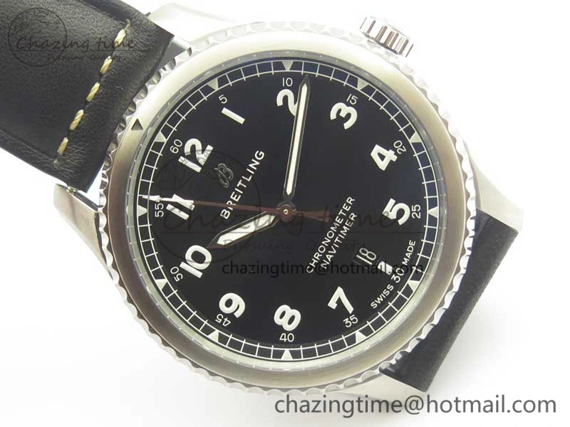 AllSeason Navitimer 8 Automatic 41mm ZF 1:1 Best Edition Black Dial on Black Leather Strap A 5634