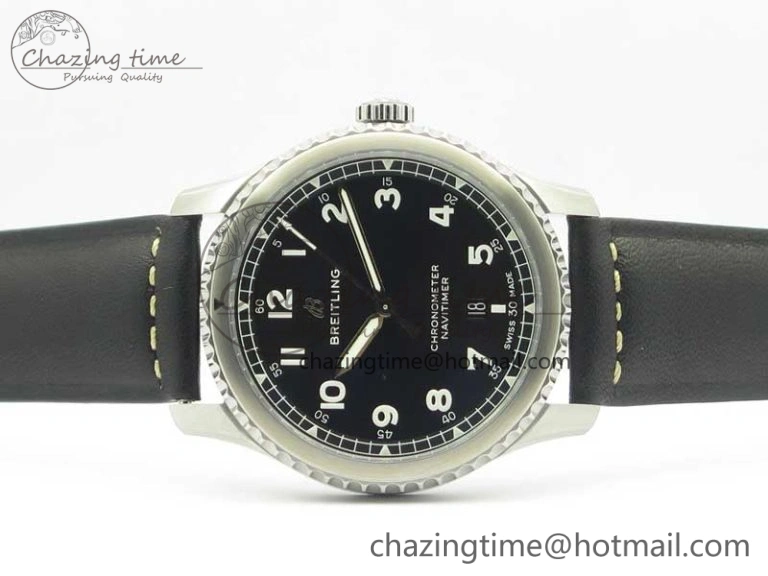 AllSeason Navitimer 8 Automatic 41mm ZF 1:1 Best Edition Black Dial on Black Leather Strap A 5634