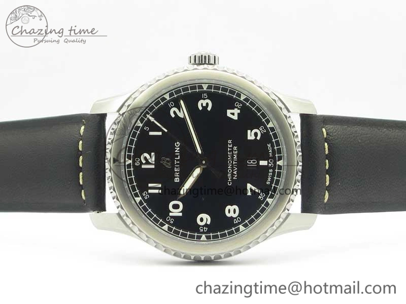 AllSeason Navitimer 8 Automatic 41mm ZF 1:1 Best Edition Black Dial on Black Leather Strap A 5634