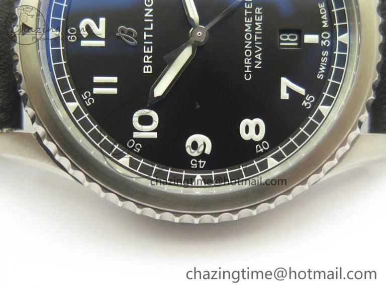 AllSeason Navitimer 8 Automatic 41mm ZF 1:1 Best Edition Black Dial on Black Leather Strap A 5634