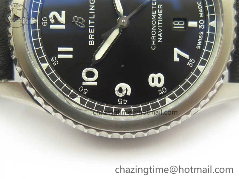 AllSeason Navitimer 8 Automatic 41mm ZF 1:1 Best Edition Black Dial on Black Leather Strap A 5634