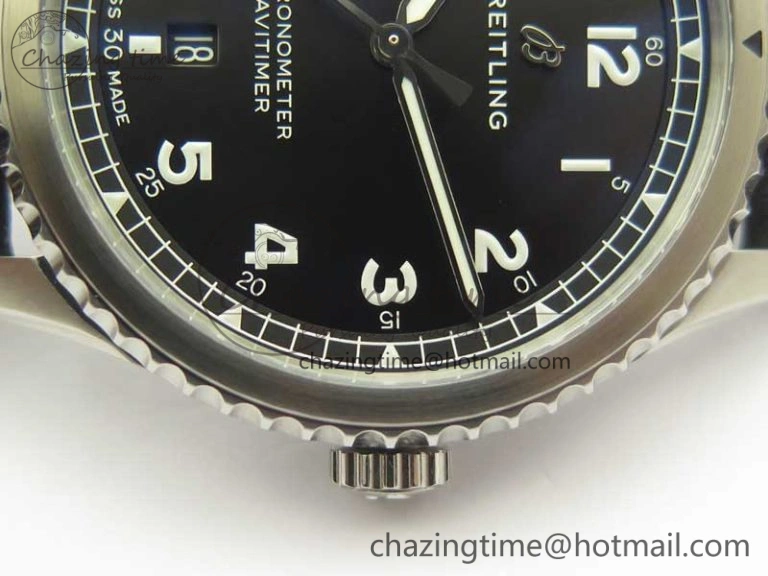 AllSeason Navitimer 8 Automatic 41mm ZF 1:1 Best Edition Black Dial on Black Leather Strap A 5634