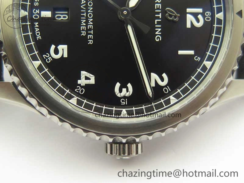 AllSeason Navitimer 8 Automatic 41mm ZF 1:1 Best Edition Black Dial on Black Leather Strap A 5634