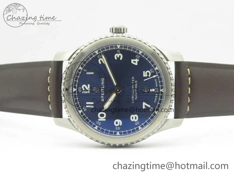 EasyCare Navitimer 8 Automatic 41mm ZF 1:1 Best Edition Blue Dial on Brown Leather Strap A 5631