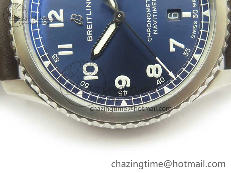 EasyCare Navitimer 8 Automatic 41mm ZF 1:1 Best Edition Blue Dial on Brown Leather Strap A 5631