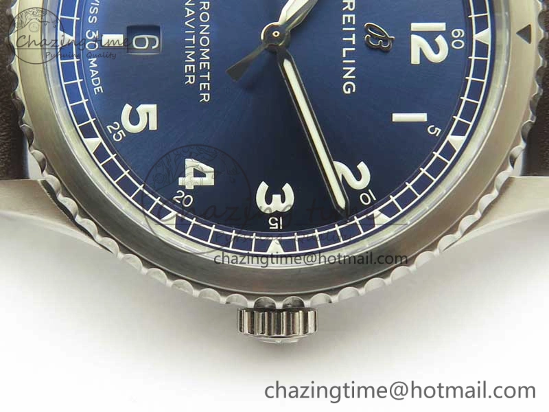 EasyCare Navitimer 8 Automatic 41mm ZF 1:1 Best Edition Blue Dial on Brown Leather Strap A 5631