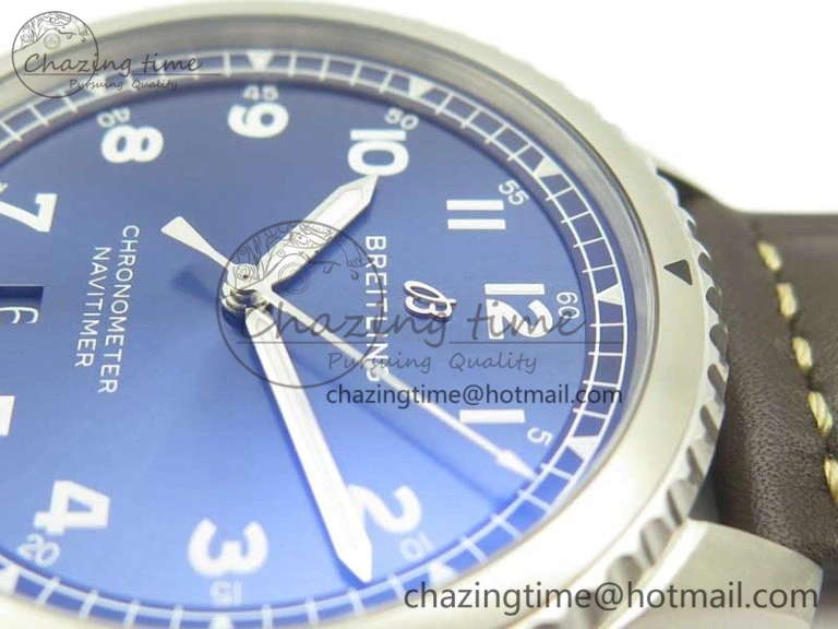 EasyCare Navitimer 8 Automatic 41mm ZF 1:1 Best Edition Blue Dial on Brown Leather Strap A 5631