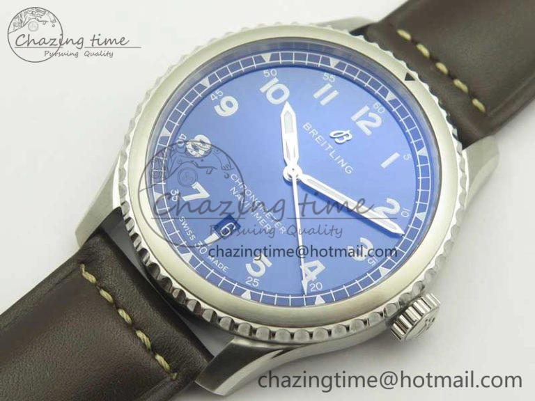 EasyCare Navitimer 8 Automatic 41mm ZF 1:1 Best Edition Blue Dial on Brown Leather Strap A 5631