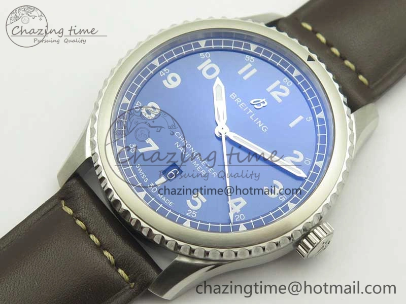 EasyCare Navitimer 8 Automatic 41mm ZF 1:1 Best Edition Blue Dial on Brown Leather Strap A 5631