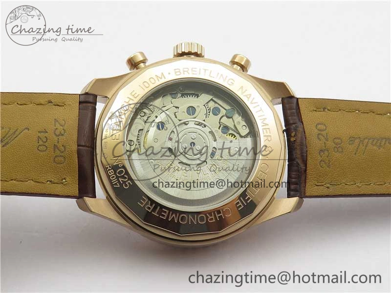 Casual Navitimer 8 B01 Chrono 43mm RG Best Edition Brown Dial on Leather Strap A 5545