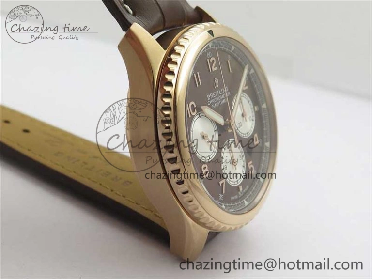 Casual Navitimer 8 B01 Chrono 43mm RG Best Edition Brown Dial on Leather Strap A 5545