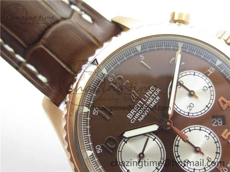 Casual Navitimer 8 B01 Chrono 43mm RG Best Edition Brown Dial on Leather Strap A 5545