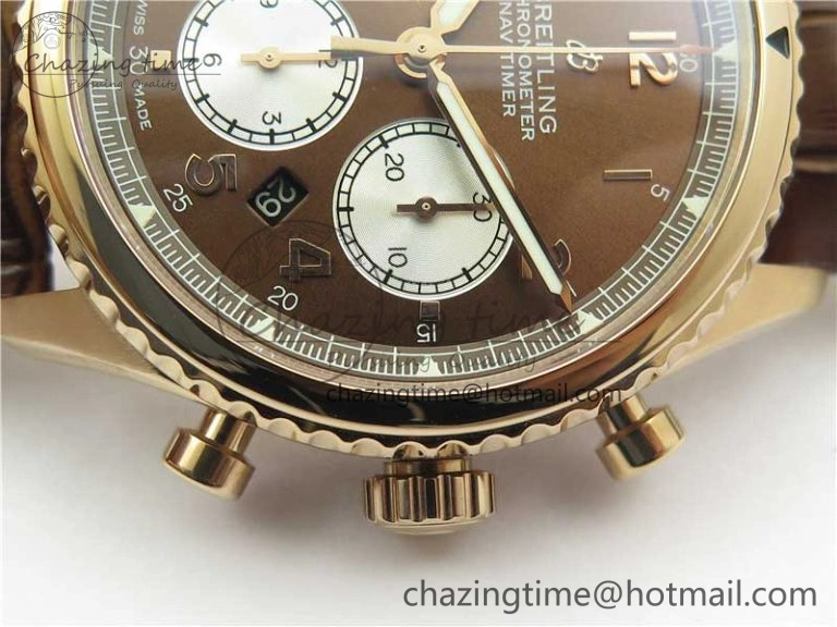 Casual Navitimer 8 B01 Chrono 43mm RG Best Edition Brown Dial on Leather Strap A 5545