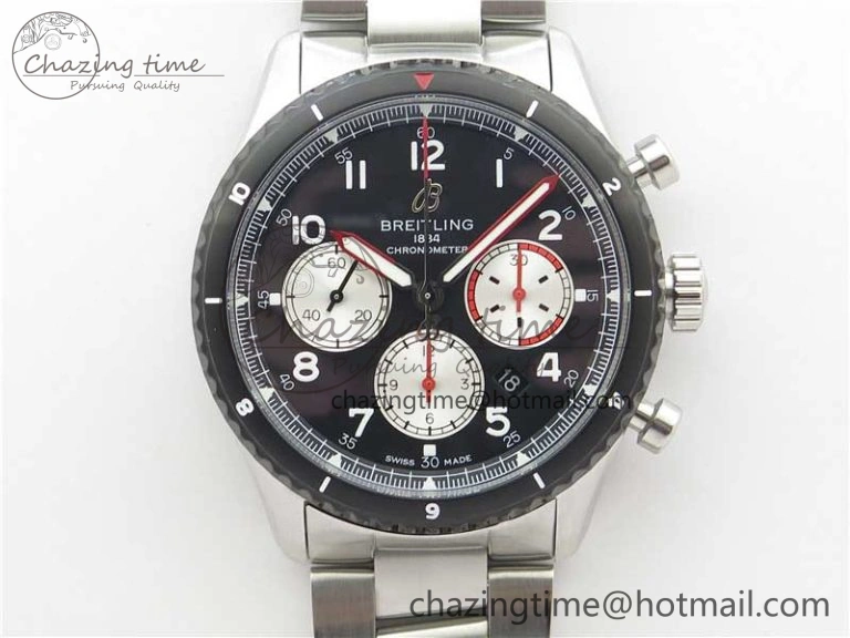 Navitimer 8 B01 Chrono 43mm SS Black Bezel Best Edition Black Dial on SS Bracelet A TopPick 5546