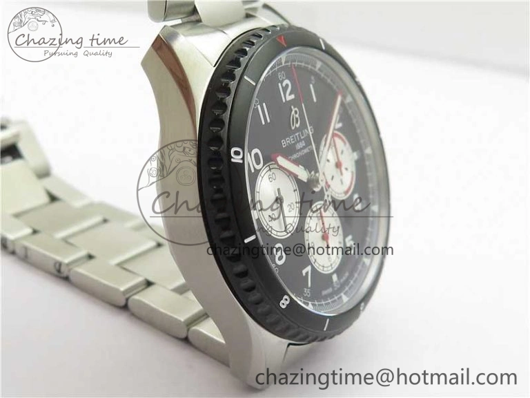 Navitimer 8 B01 Chrono 43mm SS Black Bezel Best Edition Black Dial on SS Bracelet A TopPick 5546