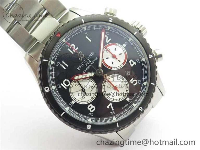 Navitimer 8 B01 Chrono 43mm SS Black Bezel Best Edition Black Dial on SS Bracelet A TopPick 5546