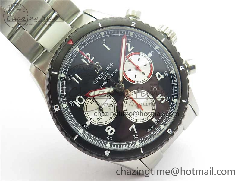 Navitimer 8 B01 Chrono 43mm SS Black Bezel Best Edition Black Dial on SS Bracelet A TopPick 5546