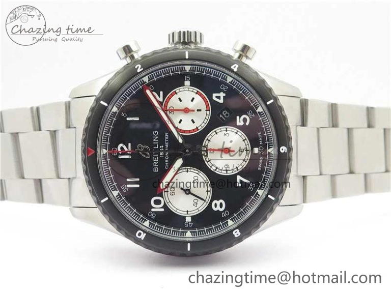Navitimer 8 B01 Chrono 43mm SS Black Bezel Best Edition Black Dial on SS Bracelet A TopPick 5546
